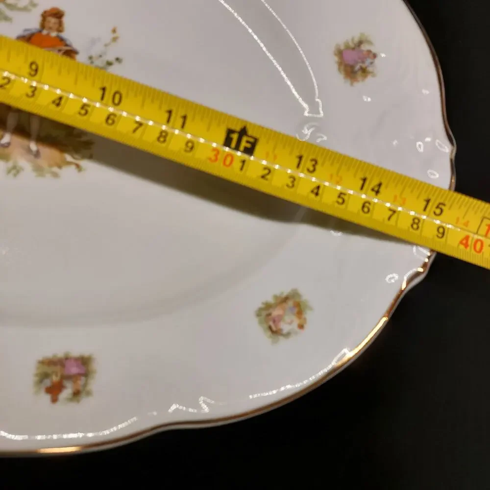 Vintage Walbrzych Poland Love Scene Porcelain Platter Set Courting Couple